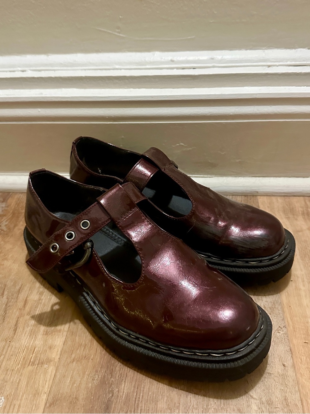 Women’s Burgundy Mary Jane Platform Shoes